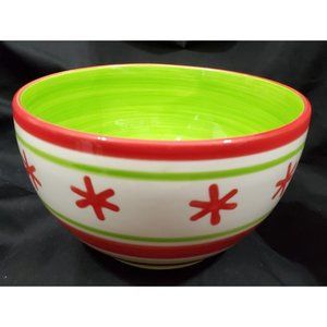 Style Happy HOLIDAY CHRISTMAS MIXING SERVING BOWL painted ceramic 7-7/8"dia